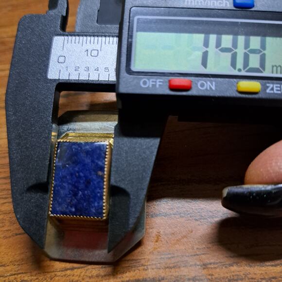 Signed Dizani Silver pierced lever Bach Dark Blue Lapis Earrings - Picture 6 of 13